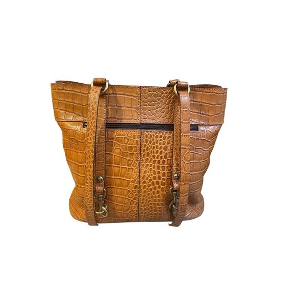 Patricia Nash Handbags - Patricia Nash Albi Brown Leather Croc-Embossed Convertible Tote/Backpack Bag